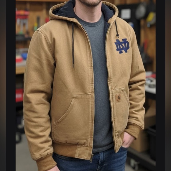 Carhartt Tan Bomber Jacket with Blue Logo
